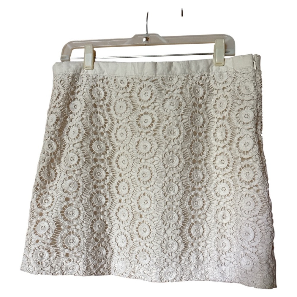 Gap Cream Floral Lace Mini Skirt Cotton Size 8 Romantic Boho Feminine Coquette